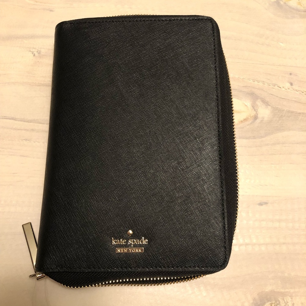 Kate Spade black leather planner/folio/wallet